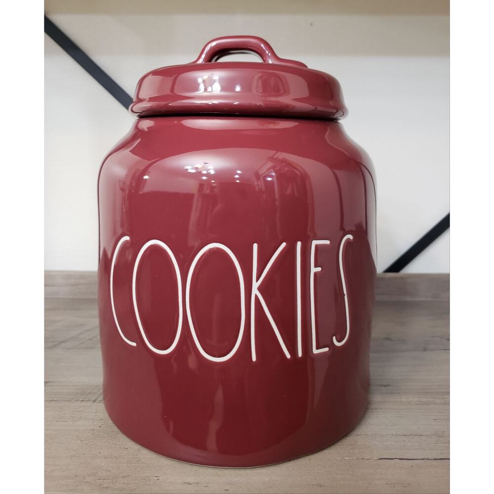 Rae Dunn Maroon Cookies Canister Cookie Jar Christmas